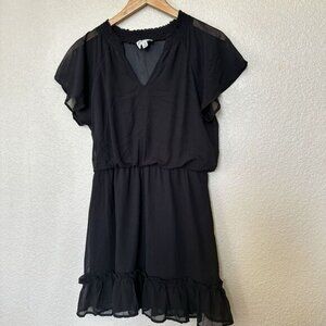 June & Ivy Black Ruffle Dress Women’s Size Medium Cute